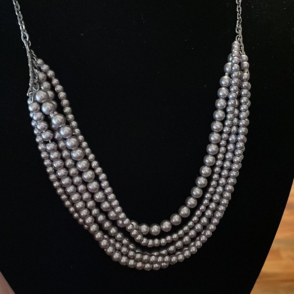 J Crew Grey Silver Multi-Strand Pearl Necklace - Picture 2 of 4
